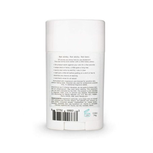 Unscented Charcoal Natural Deodorant for Men & Women, Organic, Aluminum Free, Baking Soda Free Deodorant for Sensitive Skin, Made with Magnesium and Charcoal, Long Lasting, 2.2oz, by Fabula Nebulae