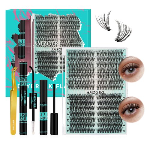 Lash Clusters Kit 280pcs DIY Eyelash Clusters Kit,Individual Lashes Kit 30D 40D D Curl with Lash Bond and Seal, Lash Glue Remover, Lash Tweezers for Lashes Clusters Extension Kit(9-18mm,D-MIX kit)