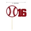 Red Baseball 16 Birthday Cake Topper, Red Glitter Happy 16th Birthday Party Decoration