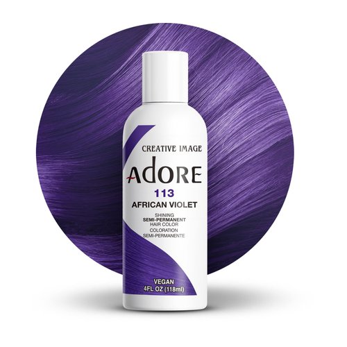 Adore Semi Permanent Hair Color - Vegan and Cruelty-Free Hair Dye - 4 Fl Oz - 113 African Violet (Pack of 1)