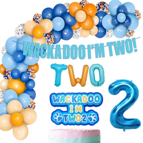 blue dog 2nd birthday decorations, Wackadoo I'm Two! Banner ,blue dog themed birthday party supplies,Wackadoo im 2 Theme Birthday DecorationL8