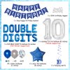 10th Birthday Decoration Blue for Boys Girl Double Digits 10th Birthday Balloon Banner Cake Topper Hanging Swirls for 10 Year Old Birthday Supplies