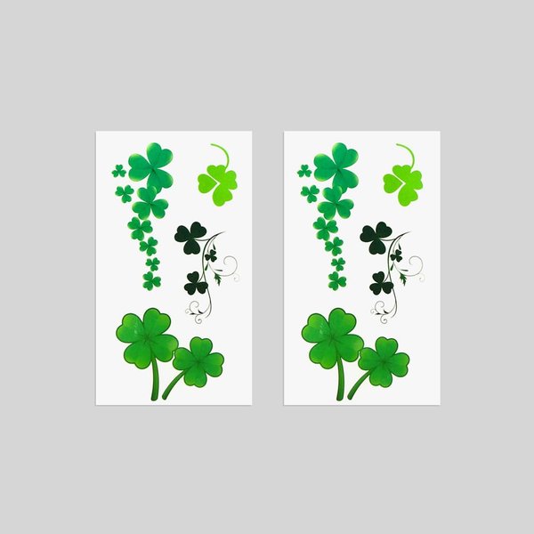 Oottati 2 Sheets Waterproof Small Cute Fake Hand Neck Temporary Tattoos Stickers Green Four Leaf Clover Lucky