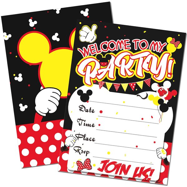 24 Pack Mouse Birthday Party Invitations with Envelopes and Stickers, Invitation Cards for Birthday Party