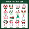 Atonofun Christmas Party Favors for Kids, 16 Pcs Glittered Christmas Headbands and Glasses Frames Set with Assorted Design for Christmas Party Supplies, Christmas Gifts for Adults Kids