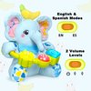 Ryotagift Baby Bilingual Musical Elephant Stuffed Animals Toys,Infant Early Learning Toys with Light-Up Music & Crinkle,Tummy Time Toys for 0 3 6 9 12+ Months for Baby Boy Girl Gift,Blue