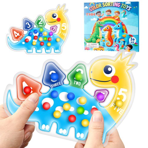 Color Sorting Toys Sensory Toys, Dinosaur Toy Montessori Toys for Toddler Activities Fine Motor Skill Game Travel Quiet Autism Learning Calm Down Fidgets Stocking Stuffers Toy for 3 4 5 Year Olds