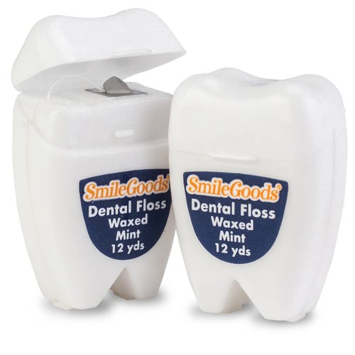 SmileGoods Molar Shaped Mint Waxed Dental Floss, 12 Yards, Bulk Floss for Giveaways,144 per Pack
