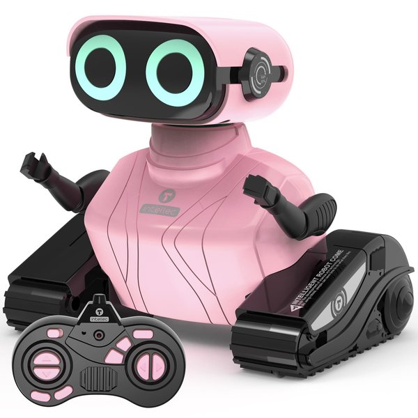 GILOBABY Robot Toys, Remote Control Robot Toy, RC Robots for Kids with LED Eyes, Flexible Head & Arms, Dance Moves and Music, Birthday Gifts for Girls Ages 5+ Years (Pink)