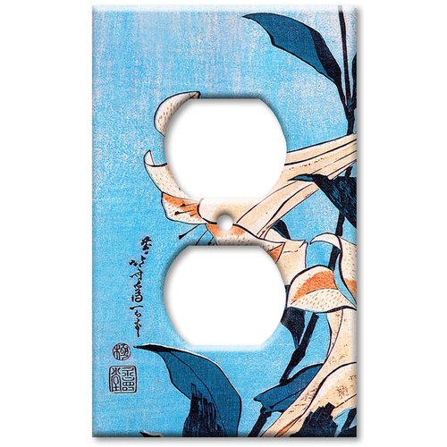 Art Plates - Outlet Cover Decorative Metal Wall Plate - Hokusai: Lilies - (Made in USA)