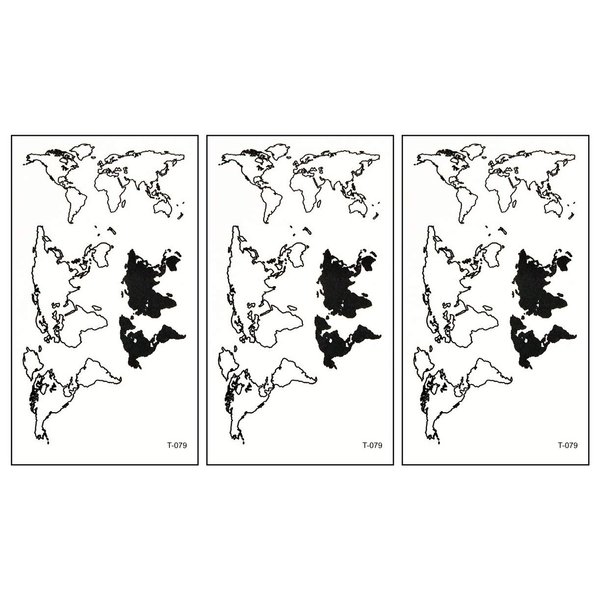 PARITA Small Tattoos Fashion World Map Temporary Tattoos Cartoon Kids for Man Women Tattoo Art Body Fake Waterproof Decal Stickers Fantasy (Pack 3 PCS.) (06)
