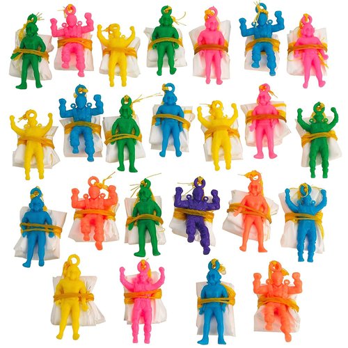 Kicko Mini Vinyl Paratroopers - Pack of 24-1.75 Inch Parachute Men - Assorted Colors Cool Airborne Army Guys Action Figures - for Kids, Boy or Girl Party Favors, Bag Stuffers, Fun Toy Prize