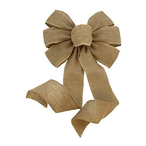 GiftWrap Etc. Natural Burlap Christmas Wreath Bow - 10&quot; Wide, 18&quot; Long Tails, Fall Decor, Thanksg...