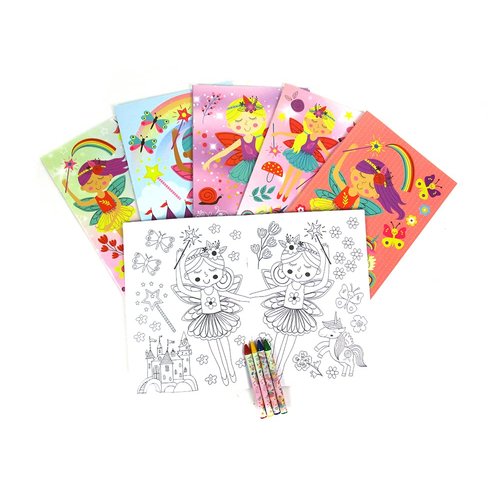 TINYMILLS Magical Fairies Coloring Books for Kids with 12 Coloring Books and 48 Crayons, Fairies Birthday Party Favors, Favor Bag Fillers, Classroom Rewards, Carnival Prizes