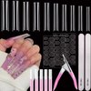 500 Pcs Square Nail Tips, AITRAI Long Nail Tips for Acrylic Nails Professional False Nails Clear Acrylic Nail Kit with Glue, Adhesive Tabs Acrylic Nail Clipper Files for Nail Art DIY