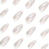 MISUD Press on Nails Medium Almond Fake Nails Glossy Glue on Nails Chrome Swirl Acrylic Nails Stiletto Silver Aurora Artificial Nails 3D Pearl Flash False Nails with Design 24 pcs