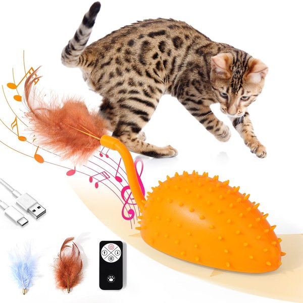 BABORUI Upgraded Cat Interactive Toy, Remote Control Mouse Toy, Automatic Cat Mouse Toys with Feathers, Moving Smart Cat Toy Car for Indoor Cats, USB Rechargeable