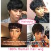 Fancy Hair Human Hair Wig Short Pixie Cut Wigs Black Slight Wavy Brazilian Virgin Human Hair Wigs Layered Cut Wigs for Black Women