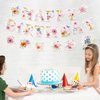 Luvsweets Wildflower Birthday Decorations for Girls - 3 Pcs Wildflower Happy Birthday Banner Decoration Party Supplies Garland Flower Party Decorations for Women Girl Birthday Decor