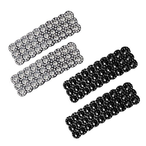 Black White Rhinestone Hair Clips for Styling Bling Crystal Hair Snap Clips Glitter French Barrettes Shining Crystal Rectangular Hairpins Hair Accessories for Women Girls Wedding Party Gifts