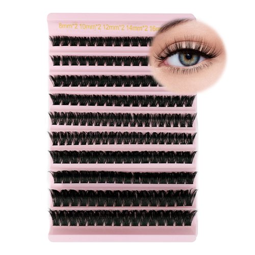 AIZUIWIY Individual Eyelashes Cluster Lashes Mix 8-16mm Lash Extensions DIY At Home Natural Wispy False Lashes 100D 0.07 Volume Fake Eyelashes Reusable