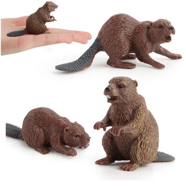 3PCS Safari Animal Figurines, Toy Animals for Kids with Beavers, Cake Toppers