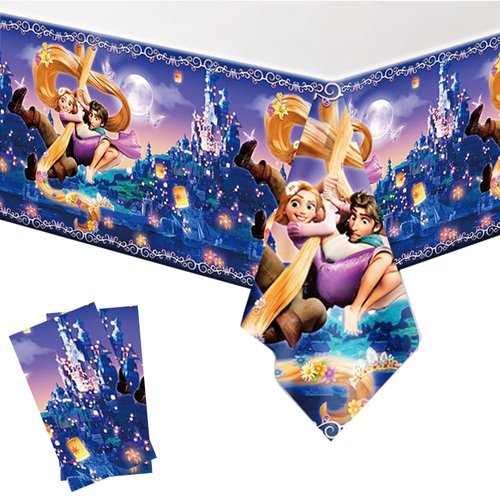 DoMiDoLa 2Pack Princess Rapunzel Tablecloth Disposable Tablecover Birthday Party Supplies and Decorations for Kid Boy Baby Shower Rectangle Tables 70"X42"