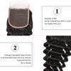 Deep Wave Closure Size 4"x4" 150% Unprocessed Brazilian Virgin Human Hair Bleached Knots Free Part Top Front Lace Closure Naturl Black Soft and Smooth (Brazilian NS-18inch 4x4)