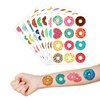 96 PCS Donut Temporary Tattoos Party Decorations Favors Supplies Doughnut Candyland Candy Theme Birthday Cute Sweet Tattoo Stickers Christmas Gifts for Boys Girls Kids Classroom School Prizes Carnival