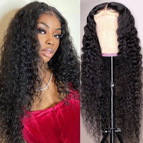 BELE 13x4 Transparent Lace Front Wigs Human Hair 150% Density Brazilian Water Wave HD Lace Front Glueless Wigs Virgin Huamn Hair for Black Women Natural Color Pre Plucked with Baby Hair 24inch