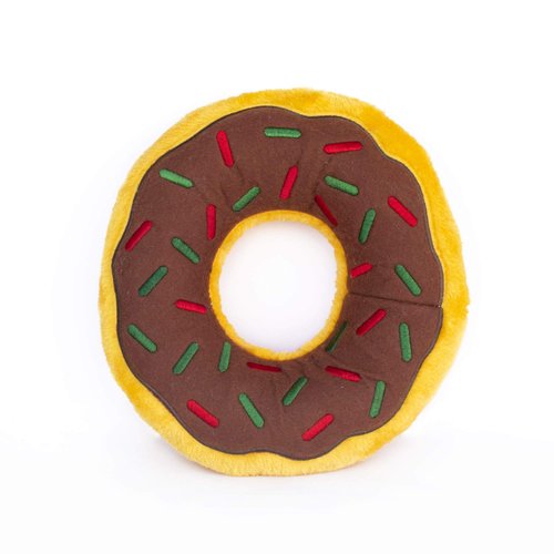 ZippyPaws Jumbo Donutz Christmas Dog Toy - Plush Squeaky Holiday Dog Gifts for Small & Medium Puppy Dogs, Interactive Hide & Seek Stocking Stuffers for Pets - Gingerbread
