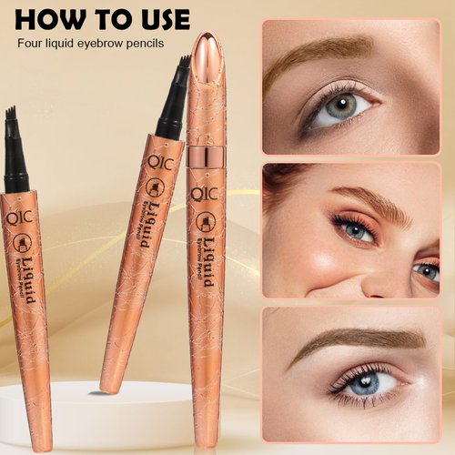 4PCS 3D Eyebrow Tattoo Pencil with 4 Forks, Waterproof and Sweatproof Magic Eyebrow Pen, Makeup Eyebrow Pen, Drawing Eyebrow Pen Pointed Eyebrow Pencil, Suitable For Women'S Use.
