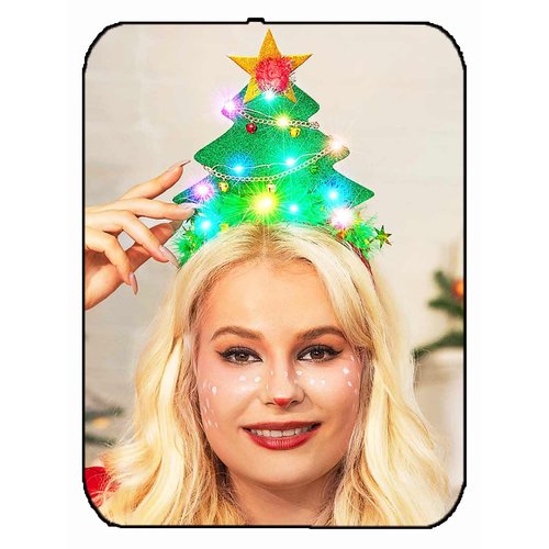 GORTIN Light up Christmas Headbands LED Christmas Tree Hair Band Xmas Glowing Hair Hoop Holiday Party Costume Hair Accessories for Women and Girls