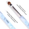 French Manicure Brush -Two Way Nail Art Brush with Dotting Manicure Tool for Manicure Cuticle Clean Up Nail Art Design- Professional Nail Salon Quality Brush, Nail Dotting Pen (10#, Blue)