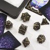 AUSTOR Metal DND Dice Set 7 Pieces Leaf DND Dice Hollow Polyhedral Dice D20 D12 D10 D% D8 D6 D4 Metal Dice with Metal Box for Dungeons & Dragons RPG Board Games (Antique Bronze)