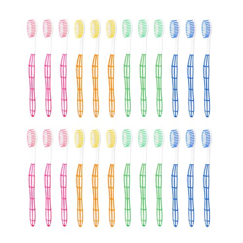 EasyHonor 24 PCS Rainbow Toothbrush, Individually Wrapped Bulk Toothbrushes, Colorful Manual Disposable Travel Toothbrush Set.