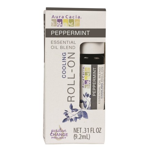 Aura Cacia Roll-On Essential Oil Blend, Peppermint, 0.31 Ounce