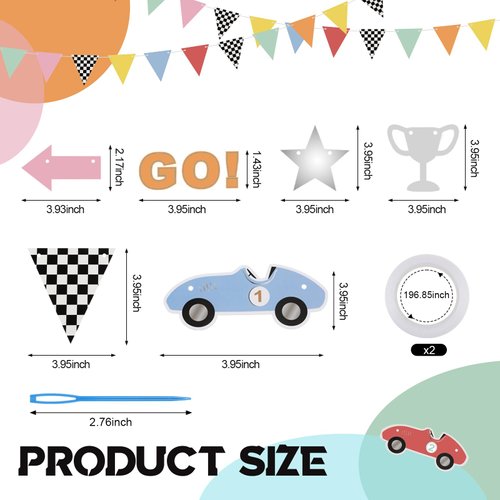 Sonwyoung 2 Pack Vintage Race Car Party Banners 7.22 ft Race Car Birthday Party Decorations Car Birthday Decorations Cars Birthday Banner Race Car Birthday Party Supplies for Birthday Party Decor