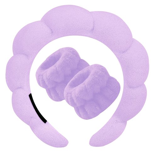 Beleki Spa Headband for Washing and Wristband Set Sponge Headband Women Face Wash Makeup Skincare...