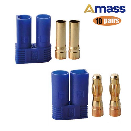 10 Pairs Amass EC5 Banana Plug Connectors Female Male 5.0mm Gold Bullet Connector for RC ESC LIPO Battery Device Electric Motor