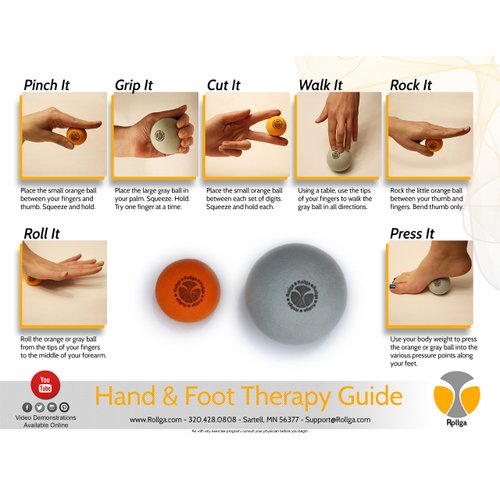 Rollga Hand and Foot Ultra-Soft Therapy Massage Ball and Stress Ball Kit