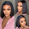 12inch Bob Wig Human Hair 13x4 Straight Lace Front Wigs Wear and Go Glueless Human Hair Bob Wigs Pre Plucked with Baby Hair Straight Bob Frontal Wigs for Black Women Natural Color