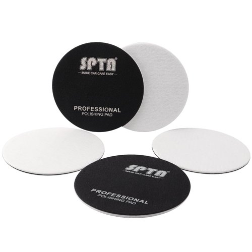 Glass Polishing Pad, SPTA 5 Pcs 5''(125mm)Car Glass Polishing Discs Microfiber Polishing Buffing Pad, Glass Scratch Removal Kit for Correct Damaged Window Cleaning Glass, Removing Stubborn Waterspots