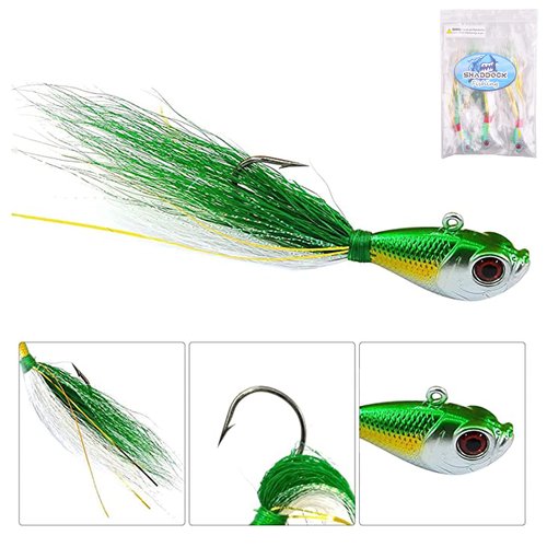 Shaddock Fishing Bucktail Jig Fluke Lures Saltwater Freshwater Fishing Baits Assorted Kit Bass Striper Bluefish Surf Fishing Size 1/4-2ounce Pack of 3