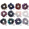 DINPREY 12 Colors Girls Mermaid Sparkly Sequins Scrunchies for Hair Eleastic Bands Hair Scrunchy Hair Ties Ropes Ponytail Holders Rubber Bands for Girls (12 Colors Set)