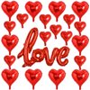 TONIFUL Red Heart Balloons and Red Love Balloon Kit Romantic Valentine’s Day Foil Mylar Balloons Decoration for Valentine's Day Wedding Bridal Shower Anniversary Engagement Party Supplies(21PCS)