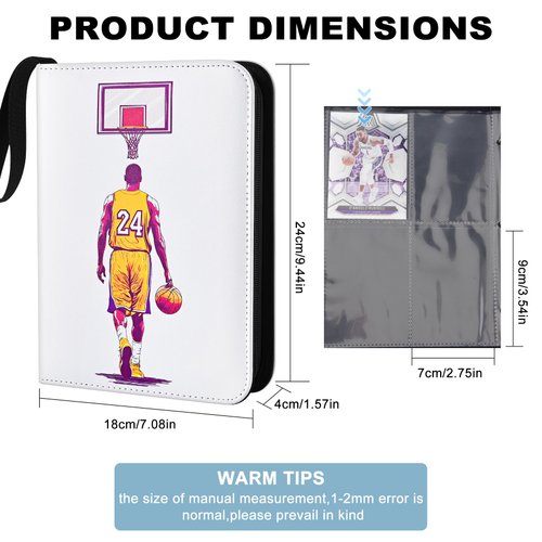 Basketball Card Binder for Basketball Cards 440 Pockets,Waterproof Trading Card Binder 4-Pocket with 55 Removable Sleeves Card Holder Album Compatible with Basketball Trading Cards 2024-2025