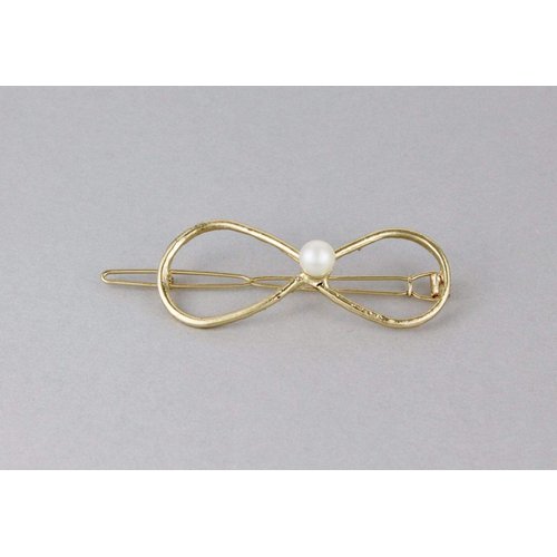 Gold infinity barrette outline shape metal hair clip barrette gold shiny clip