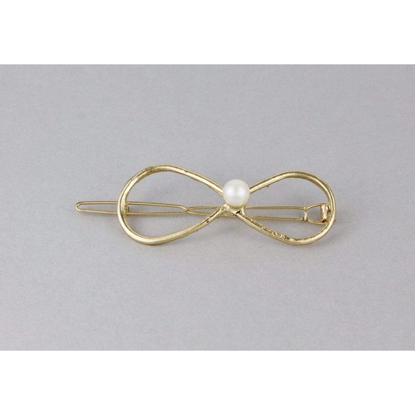 Gold infinity barrette outline shape metal hair clip barrette gold shiny clip