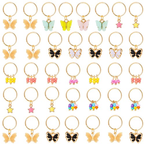 WILLBOND 18 Pieces Christmas Butterfly Hair Jewelry for Braids Gold Braid Hair Clips Dreadlock Braid Charms Accessories Hair Rings Jewelry Hair Accessory for Women(Classic Style)
